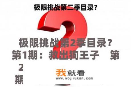 极限挑战第二季目录？