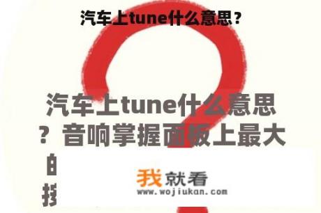 汽车上tune什么意思？