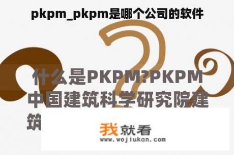 pkpm_pkpm是哪个公司的软件