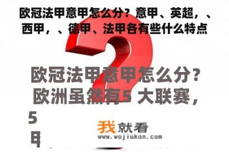 欧冠法甲意甲怎么分？意甲、英超，、西甲，、德甲、法甲各有些什么特点？