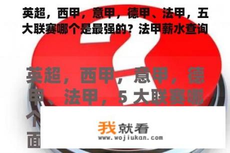 英超，西甲，意甲，德甲、法甲，五大联赛哪个是最强的？法甲薪水查询
