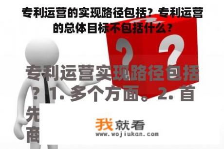 专利运营的实现路径包括？专利运营的总体目标不包括什么？