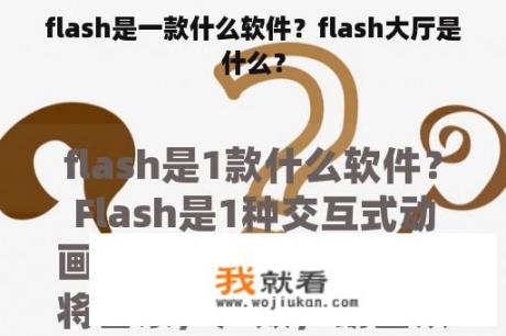 flash是一款什么软件？flash大厅是什么？