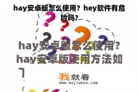 hay安卓版怎么使用？hey软件有危险吗？