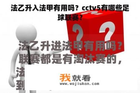 法乙升入法甲有用吗？cctv5有哪些足球联赛？