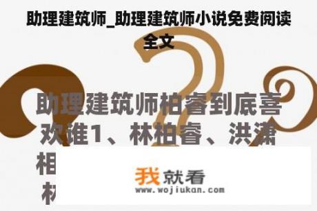 助理建筑师_助理建筑师小说免费阅读全文
