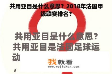 共用亚目是什么意思？2018年法国甲级联赛排名？