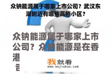 众钠能源属于哪家上市公司？武汉东湖附近有哪些高档小区？