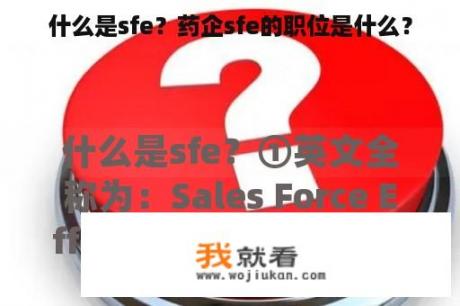 什么是sfe？药企sfe的职位是什么？