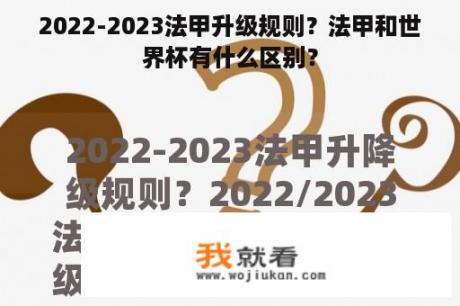 2022-2023法甲升级规则？法甲和世界杯有什么区别？