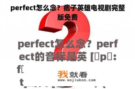 perfect怎么念？痞子英雄电视剧完整版免费