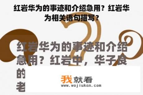 红岩华为的事迹和介绍急用？红岩华为相关语句描写？