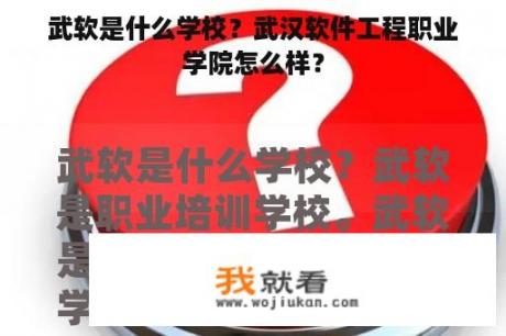 武软是什么学校？武汉软件工程职业学院怎么样？