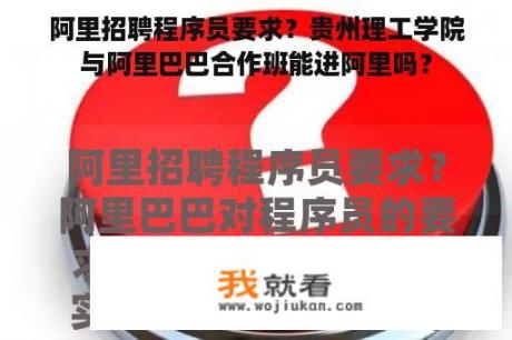 阿里招聘程序员要求？贵州理工学院与阿里巴巴合作班能进阿里吗？