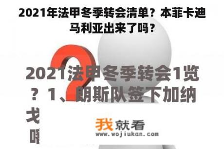 2021年法甲冬季转会清单？本菲卡迪马利亚出来了吗？