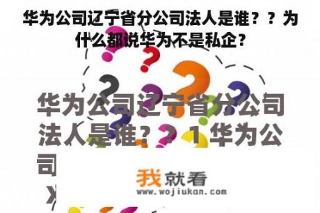 华为公司辽宁省分公司法人是谁？？为什么都说华为不是私企？