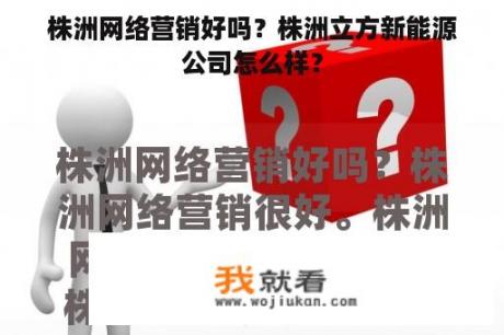 株洲网络营销好吗？株洲立方新能源公司怎么样？