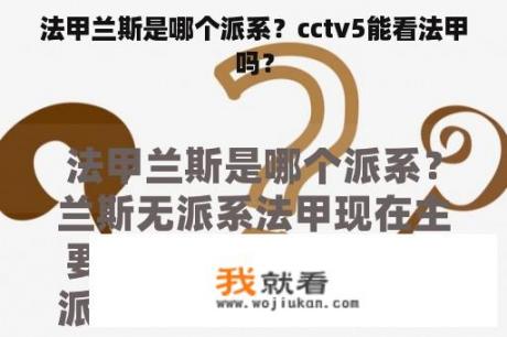 法甲兰斯是哪个派系？cctv5能看法甲吗？