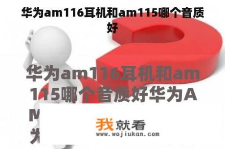 华为am116耳机和am115哪个音质好