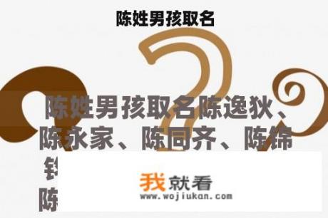 陈姓男孩取名