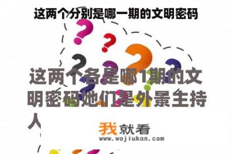 这两个分别是哪一期的文明密码