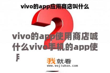 vivo的app应用商店叫什么