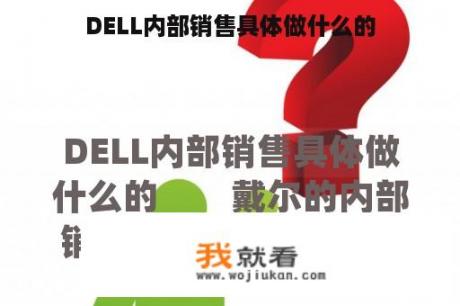 DELL内部销售具体做什么的