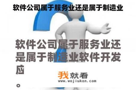 软件公司属于服务业还是属于制造业