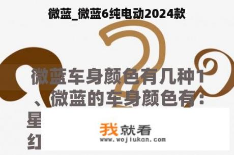 微蓝_微蓝6纯电动2024款