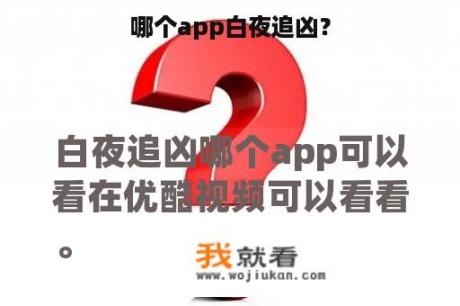 哪个app白夜追凶？