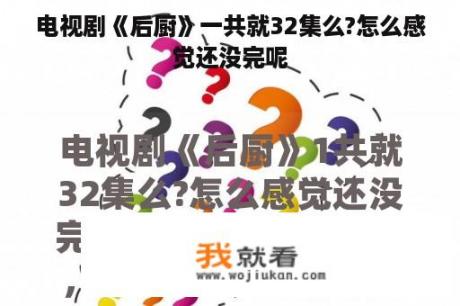 电视剧《后厨》一共就32集么?怎么感觉还没完呢