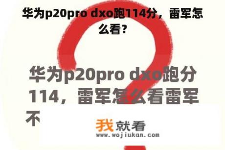 华为p20pro dxo跑114分，雷军怎么看？