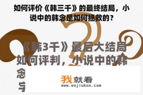 如何评价《韩三千》的最终结局，小说中的韩念是如何拯救的？