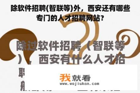 除软件招聘(智联等)外，西安还有哪些专门的人才招聘网站？