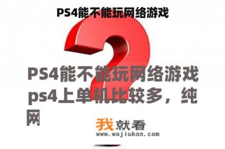 PS4能不能玩网络游戏