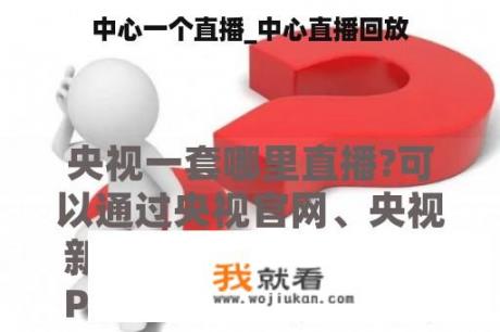 中心一个直播_中心直播回放
