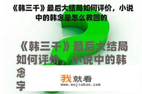 《韩三千》最后大结局如何评价，小说中的韩念是怎么救回的