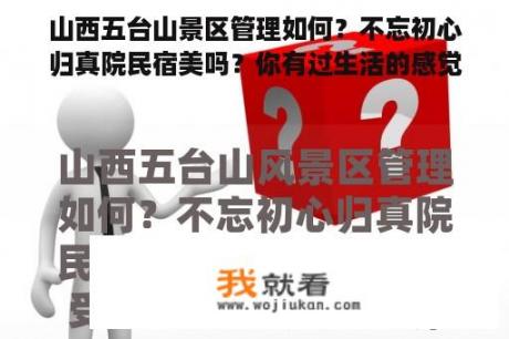 山西五台山景区管理如何？不忘初心归真院民宿美吗？你有过生活的感觉吗？