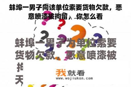 蚌埠一男子向该单位索要货物欠款，恶意喷漆被拘留， 你怎么看