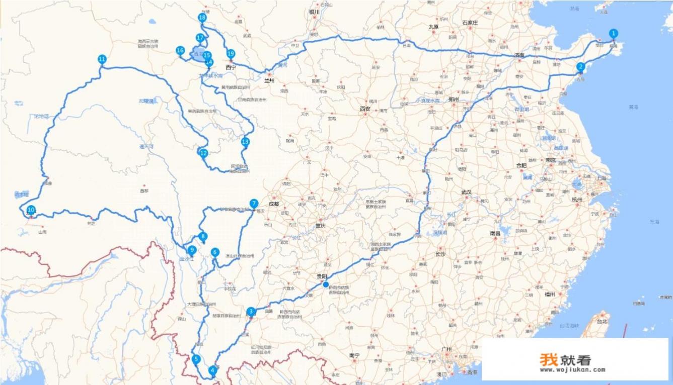 想从山东威海出发自驾游，先去云南，再去四川、西藏、青海，最后回山东，有哪些线路推荐