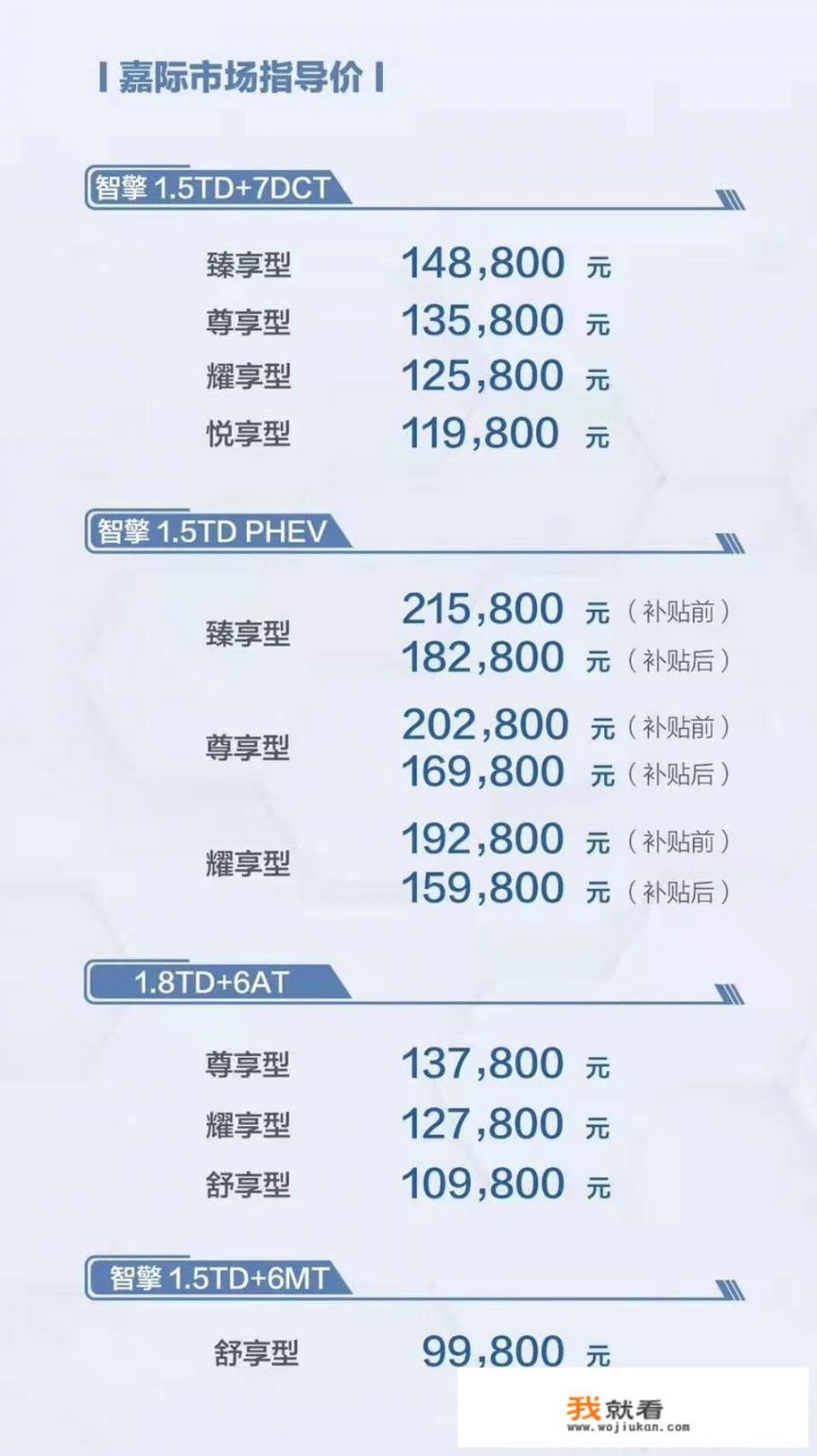 售9.98-18.28万元，吉利嘉际11日上市，你会买吗