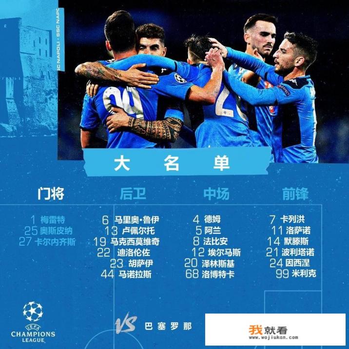 CCTV5直播那不勒斯vs巴萨：加图索欧冠首秀，巴萨需克服客场短板，你更看好谁？